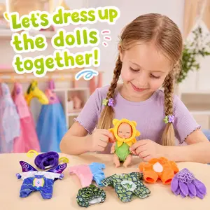 6Pcs Whimsical Forest Themed Mini Baby Doll Set, Cute Sleeping Dolls with Fantasy Animal & Flower Outfits, Pretend Play & Collectible Toys, Safe Non-Toxic for Kids 3+, Ideal Gift for Little Girls and boys.