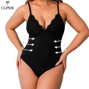 CUPSHE Stay Smooth Black Shapewear Women Bodysuit Medium Compression Womenswear Fit Basic Minimalist Waist Trainers Faja