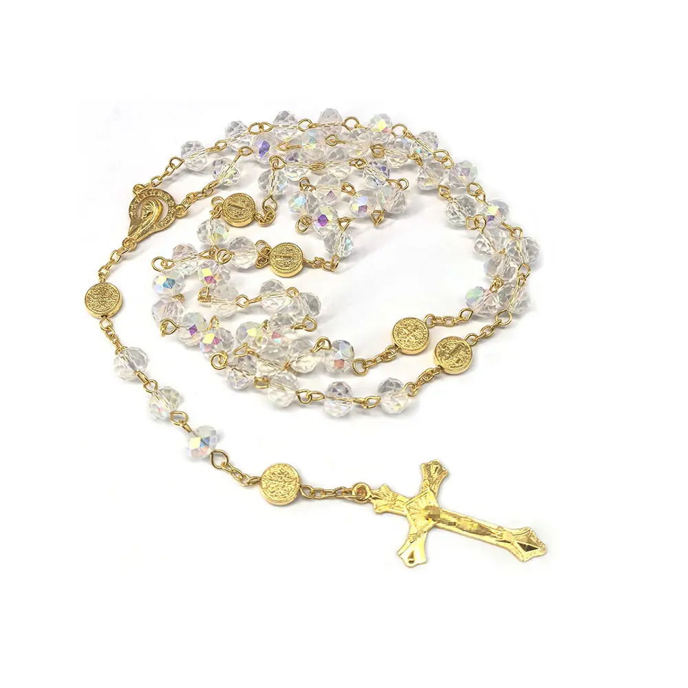 Rainbow Crystal Prayer Bead Necklace   G