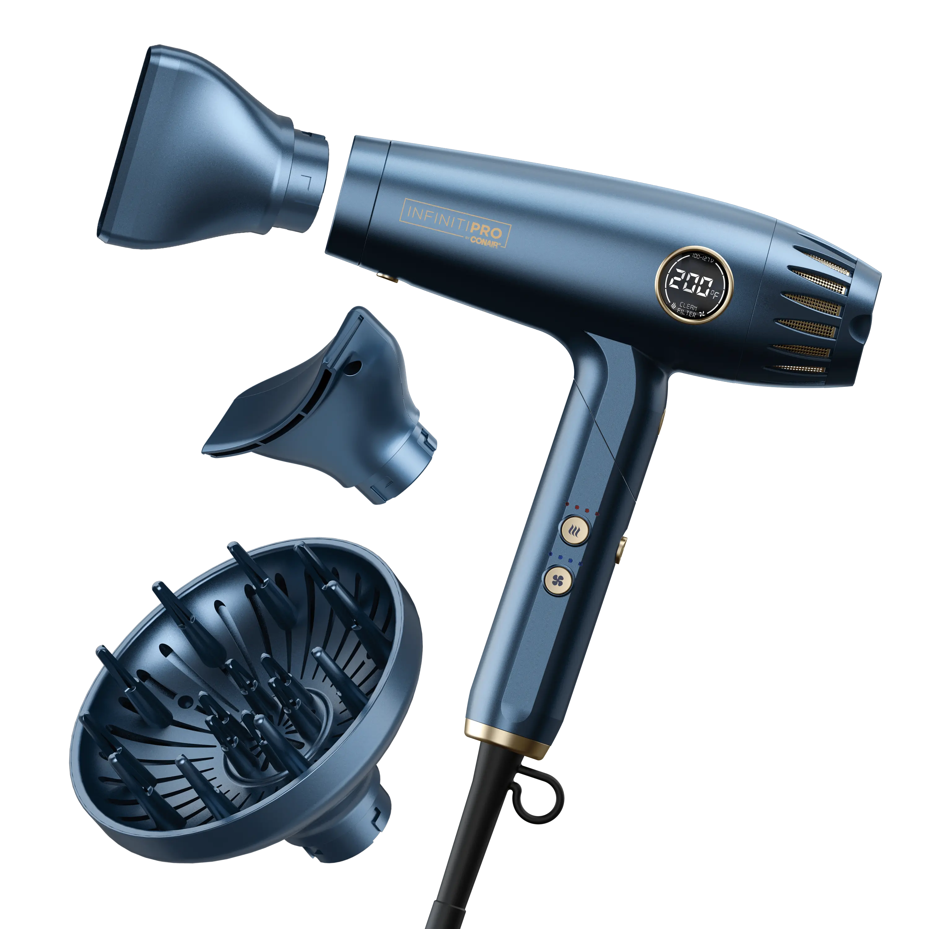 Conair InfinitiPRO DigitalAIRE 2.0 Blue Hair Dryer with Frizz Defense & Advanced Plasma Technology for Salon-Quality Blowouts