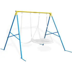 Swing Stand A Frame For 2 Swings,550lbs Metal Saucer Tree Swing Frame Heavy Duty,70” High And 97” Wide,All Weather Resistant Anti-Rust,For Kids Adult Outdoor Backyard(without swing)