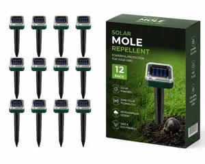 12 Pack Mole Repellent Gopher Repellent Solar Snake Repellent Ultrasonic Vole Gopher Repellent Sonic Waterproof Spikes Stakes for Garden Yard