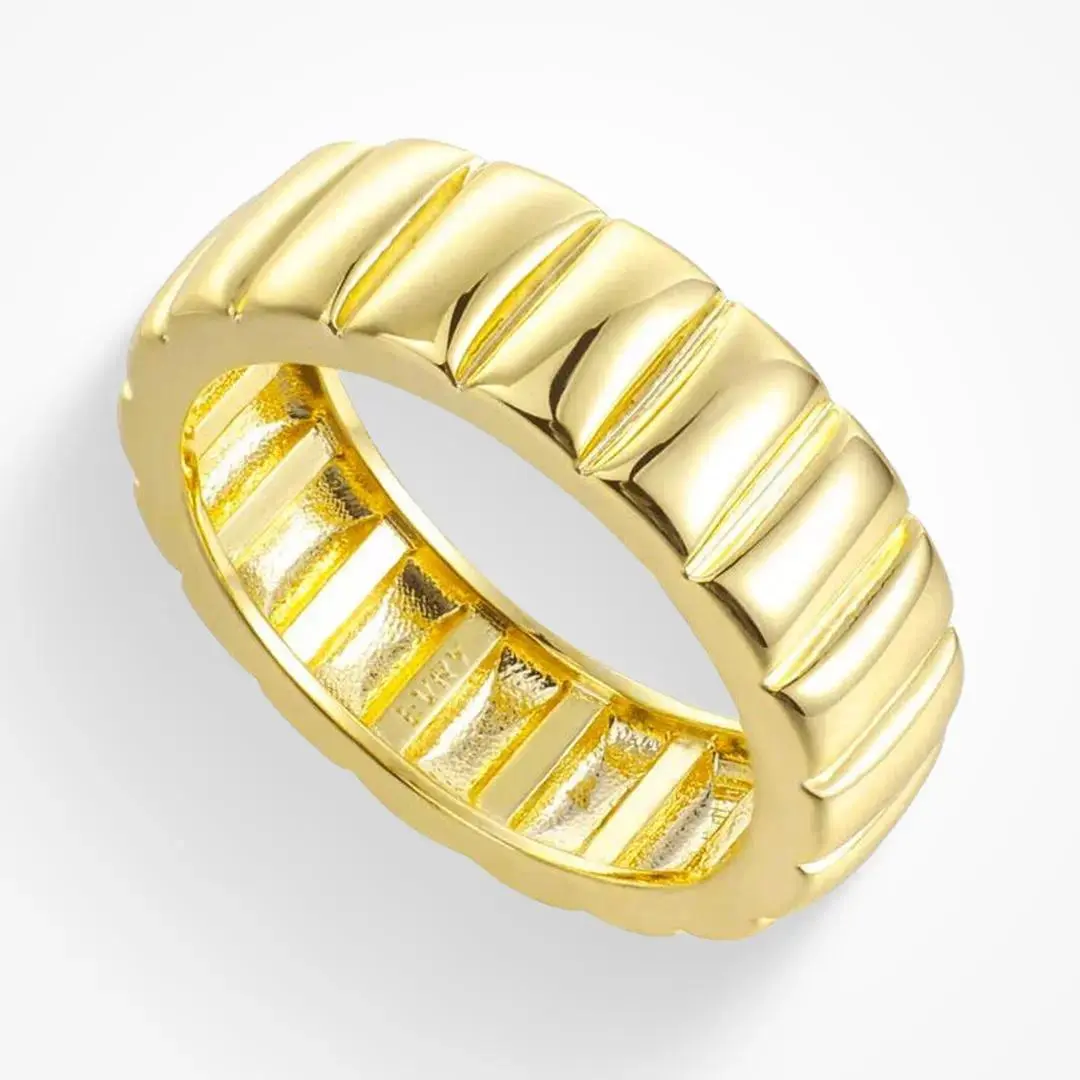 EVRY JEWELS Gold or Silver Plated Women's Hypoallergenic Bricks Ring