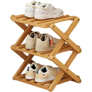 Bamboo Shoe Rack for Entryway,Installation-Free and Foldable Vertical Shoe Storage Organizer,Free Standing Shoe Racks Shelf Closet Shoe Organizer for Living Room