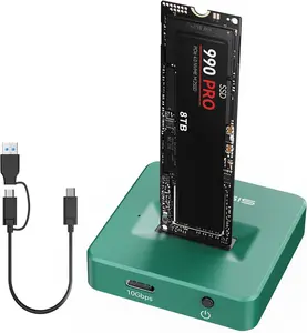 ACASIS NVME to USB Docking Station, Aluminium Alloy Housing Fast Heat Dissipation, M.2 to USB Adapter 10Gbps, NVME SSD Reader Adapter Support M.2 (M Key) NVMe SSD and (B+M Key) (Green)