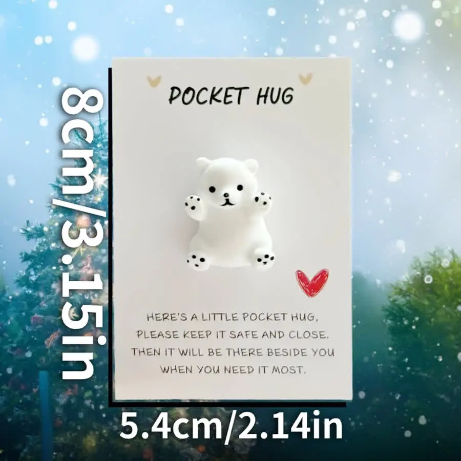Set of 40/80 Pocket Hug Greeting Cards with Resin bear squirrel - Versatile Cards for Birthday, Valentine's Day, Christmas, Thanksgiving, and Miss You Occasions - Universal Love Tokens for Anyone with Encouragement Greeting Card, Inspirational Gift Relax