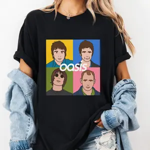 Oasis Band T-Shirt, 90s Rock Band Graphic Tee Aesthetic, Pop Art Graphic TShirt