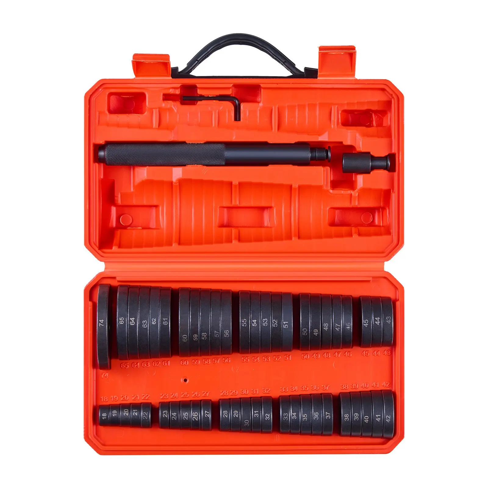 【Summerfinds】Fathersday 52 Pcs Heavy Duty Carbon Steel Bearing Press Kit, Bushing Driver Tool Set with 49 Bushings, Handle Shaft & Storage Case for Home Improvement Bushing Removal & Installation