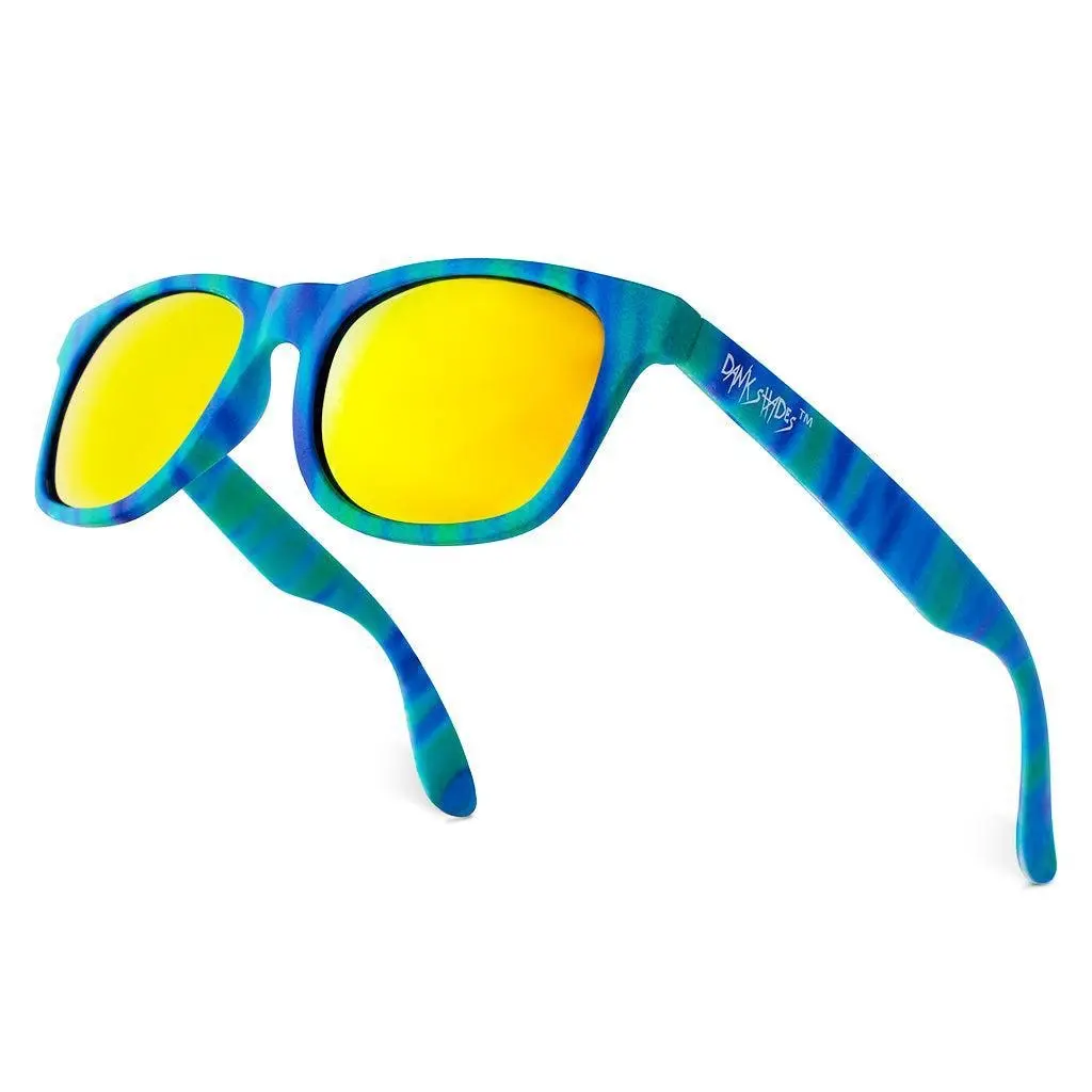 Trendy Multicolor Northern Lights Sunglasses with Polycarbonate Frame, Amber Lenses, UV 400 Protection, Full Rim, Impact Resistant