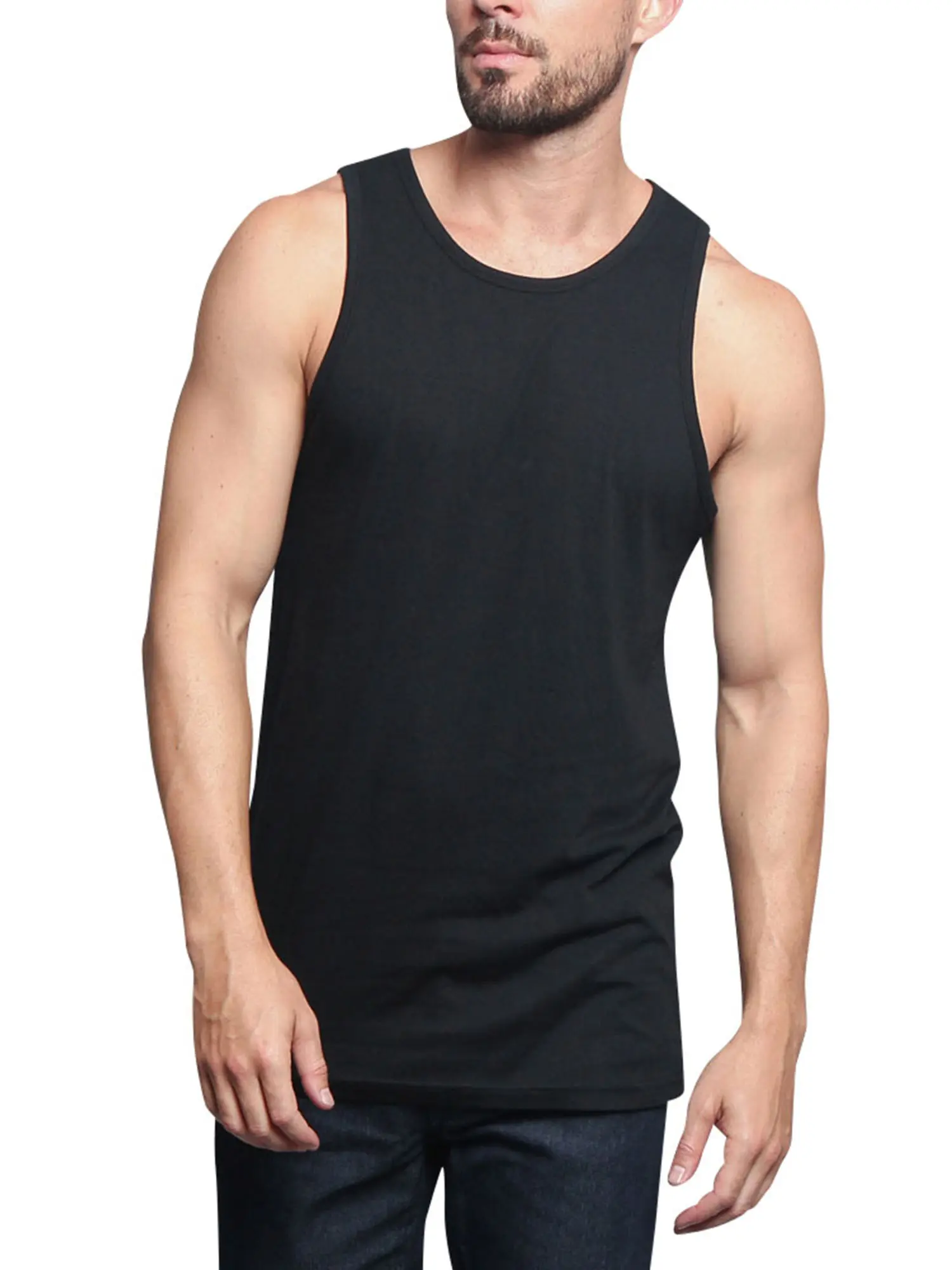 Men's Basic Essential Straight Hem Long Length Tank Top