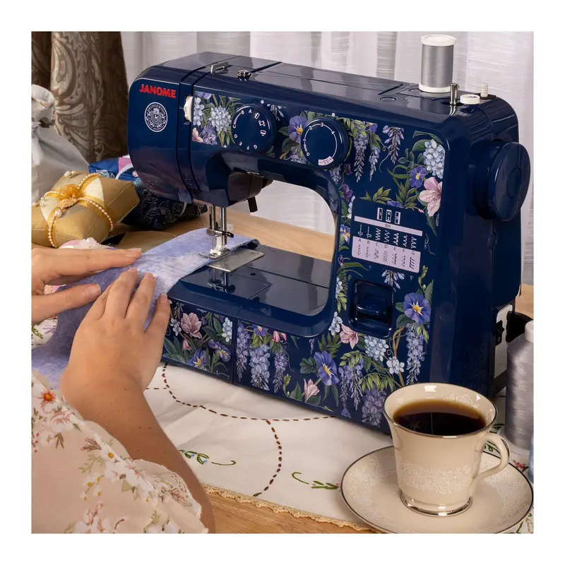 Floral sewing machine in use