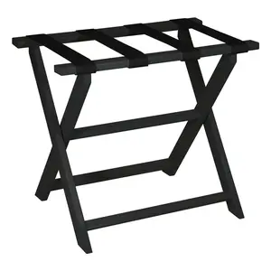 212 MAIN Black Plastic Folding Luggage Rack with Straps - Multifunctional, Durable, Recycled Eco-Conscious Luggage Accessory for Indoor Use, Storage Organiser