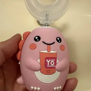 Kids U Shaped Electric Toothbrush with 3 Brush Heads, 5 Modes Oral Care Brush, Cartoon Dinosaur Design, IPX7 Waterproof for Kids