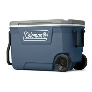 Coleman 316 Series 62QT Hard Wheel Cooler, Lakeside Blue, wheeled cooler, rolling cooler, camping gear, outdoor cooler