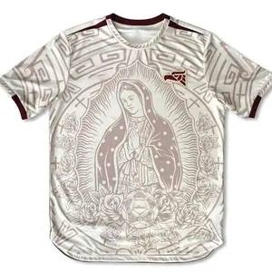 2026 Mexico Guadalupe White/Pink/Mint Color Soccer Jersey, Unisex Soccer Jersey For Couple Matching, Vintage Streetwear Soccer Jersey, Perfect Gifts, Sports Top, Gym Athletic Clothes