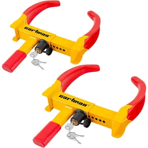 2 Packs Heavy Duty Trailer Lock Wheel Clamp, Universal Security Tire Lock, Adjustable Anti Theft Lock for Trailers SUV Boats ATVs Motorcycles Golf Cart, 6 Alike Keys