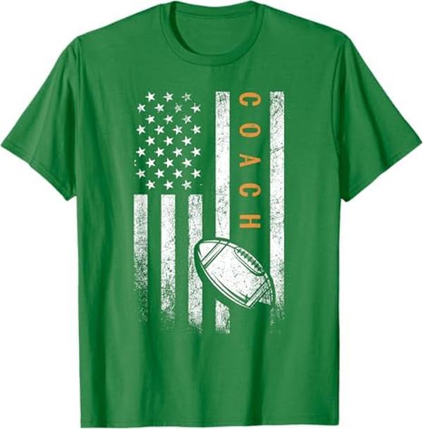 Football Coach American Flag Football Trainer Coaching T-Shirt