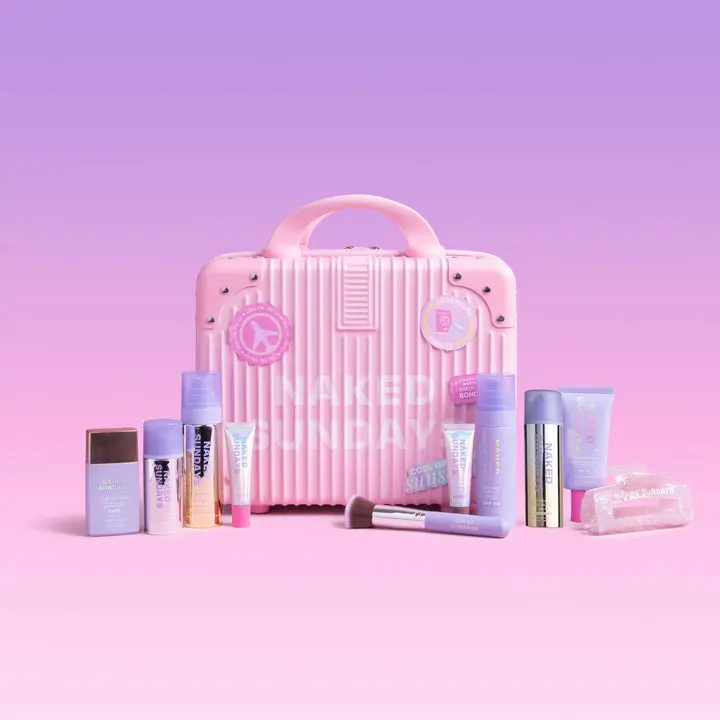 Naked Sundays First Class Jetsetter Makeup Kit, packed with SPF-Infused Beauty & Personal Care Set for On-the-Go Touch-Ups