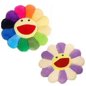 Arthink 17" Smile Face Flower Plush Pillow Rainbow Chair Toy Stuffed Doll Sleep Cushion Home Decor Sunflower Sofa Chairs Pillow for Kids Cozy Playful PP Cotton Filled Thanksgiving Value Pack Christmas Gift Christmas Decorations