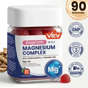 VEV  DeepCalm 14-in-1 Magnesium Gummies Complex – Glycinate, D3, Ashwagandha, L-theanine, Zinc – 90 Count, Vegan, No Sugar