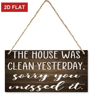 Wooden Sign for Front Door The House was Clean Yesterday Sorry You Missed It Wood Wall Sign Retro Farmhouse Home Decor Gift for Home Living Dining Bedroom Entryway Hallway 3.93x7.87 inch