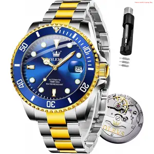 Fashion Brand OLEVS Men Automatic Mechanical Watches Self Winding Luxury Stainless Steel Men Watch No Battery