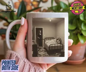 Doll Face Cheating Meme Mug, Viral Internet Mug, Cringy Doll With Gun Mug, Funny Doll Mug1