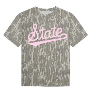 Mossy Oak State Script Pink- Short Sleeve, Mossy Oak Original Bottomland T-Shirt, Camo T-Shirt Unisex Outdoors, Gift For Him, Shirt For Mother's Day