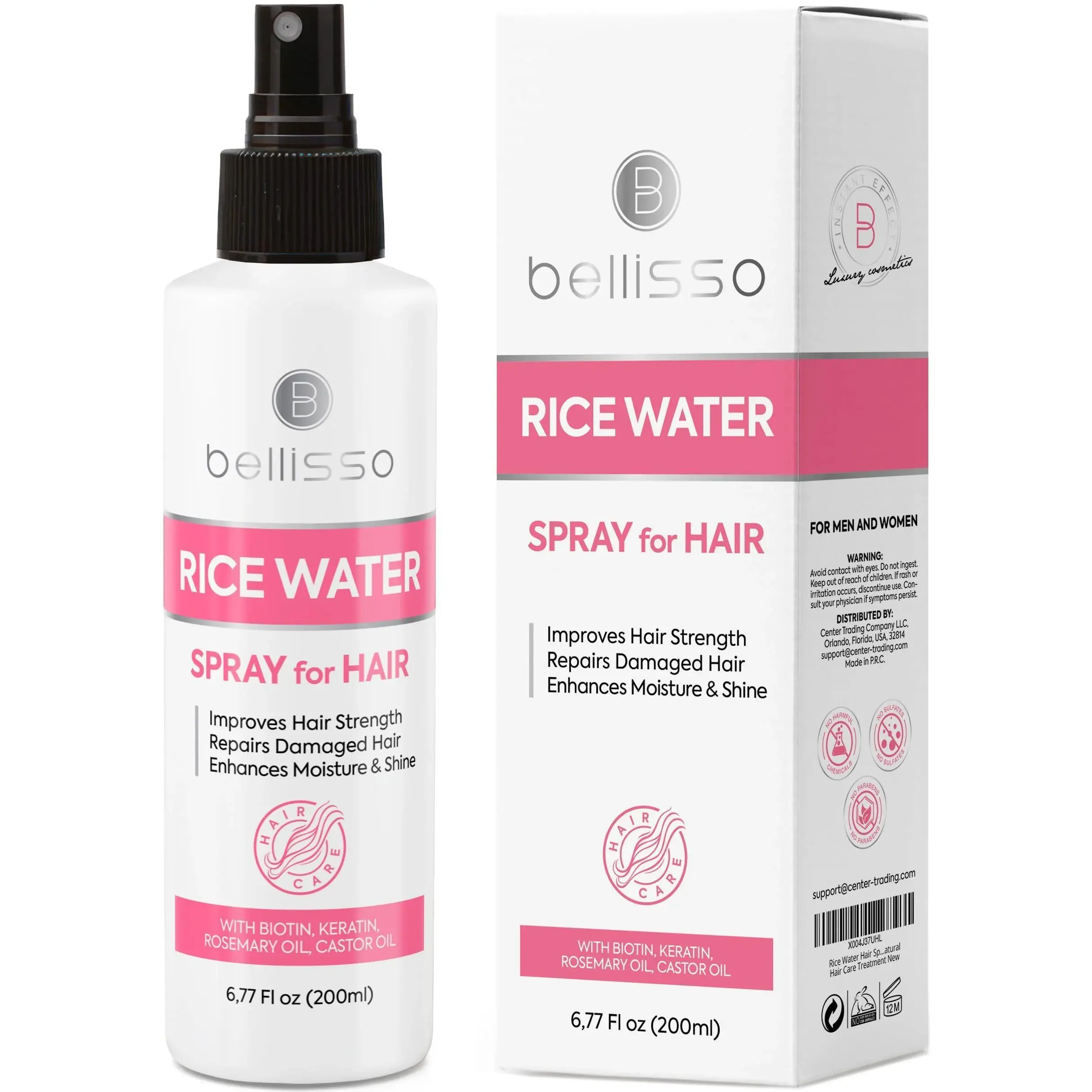 Rice Water Hair Spray with Botanical Ingredients, Daily Leave-In Hair Mist for All Hair Types