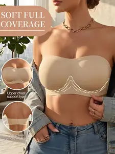Anti-slip Women's Backless Strapless Smooth Jelly Everyday Bra, High Support Slim Fit, No Wire, Casual Style Unlined Design