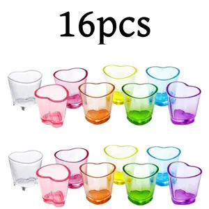 16 piece 1.5 oz 8-color plastic glasses reusable juice glasses Shot Glasses Reusable with Heavy Base for Whiskey, Tequila, Vodka, Spirits