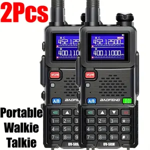 2Pcs Baofeng New UV-5R Upgrade Radio Ham Radio Handheld Long Range Rechargeable Walkie Talkies, UV-5RM NOAA Emergency Two Way Radio with 999CH, USB-C Charging for Survival Gear Hunting Camping, 2Pack