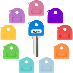 10 count Key Covers Caps, 1" Key Identifiers with Labels, Soft Stretchy Key Covers for House Key, Cute Key  Protectors for Standard  (Not for Odd-Shaped ), 10 Colors