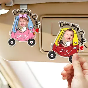 Personalized Dad Visor Clip, Fathers Day Visor Clip, Father's Day Gift for Dad, Custom Baby Face Photo Car Visor Clip