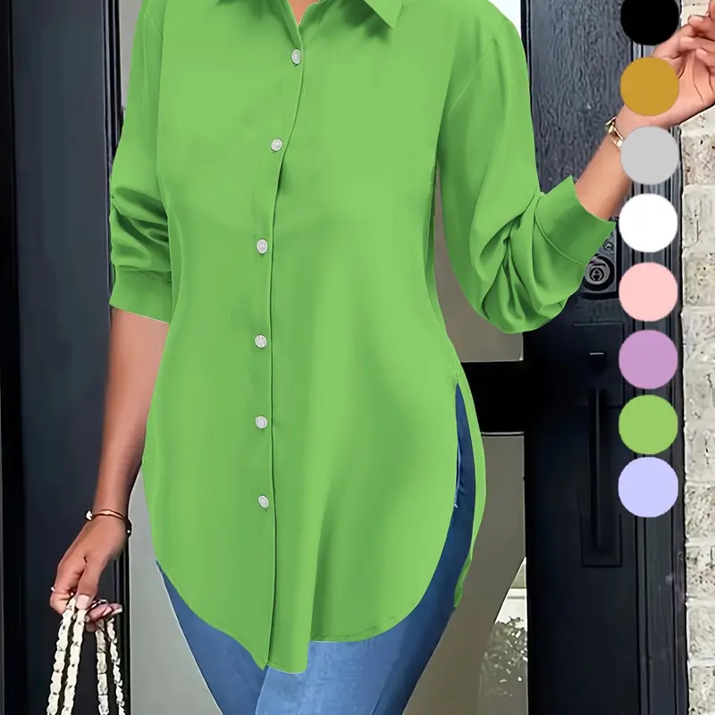 Women's Casual and Stylish Collared Neckline Everyday Shirt, Versatile Fitted Blouse Top for All-season