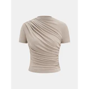 Asymmetric Ruched Short-Sleeve Top