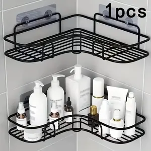 Large Wall Mounted Bathroom Storage Rack No Drilling Metal Wire Mesh Organizer for Shampoo Conditioner Space Saving Durable Design