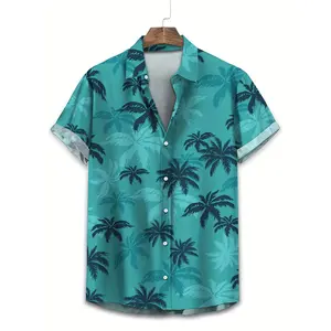 Summer must-have Hawaiian shirt! Coconut tree print is so beach vibe    Loose fit for all body types, perfect for beach trips and vacation! # mensfashion # hawaiianshirtCJ