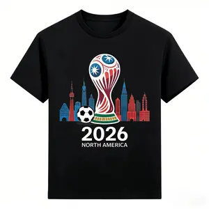 ⚽[[100% Cotton][Graphic Tee]2026 World Cup Soccer Graphic T-Shirt – USA, Mexico, Canada Flag Tee for Men & Women, Unisex Cotton Casual Top, Oversized Streetwear, Game Day Outfit, Football Lover Gift, Breathable Summer Shirt