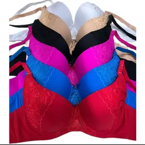 Konga Women's Classic Lace Panel Underwire Support Bra Pack of( 6)B C D DD Cup Bridal Wear from China Various Colors Available Everyday