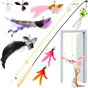 Flying Bird  ,8Pcs Durable Interactive Cats Wand Replacements,   Suitable for Bored Indoor Cats Self Play