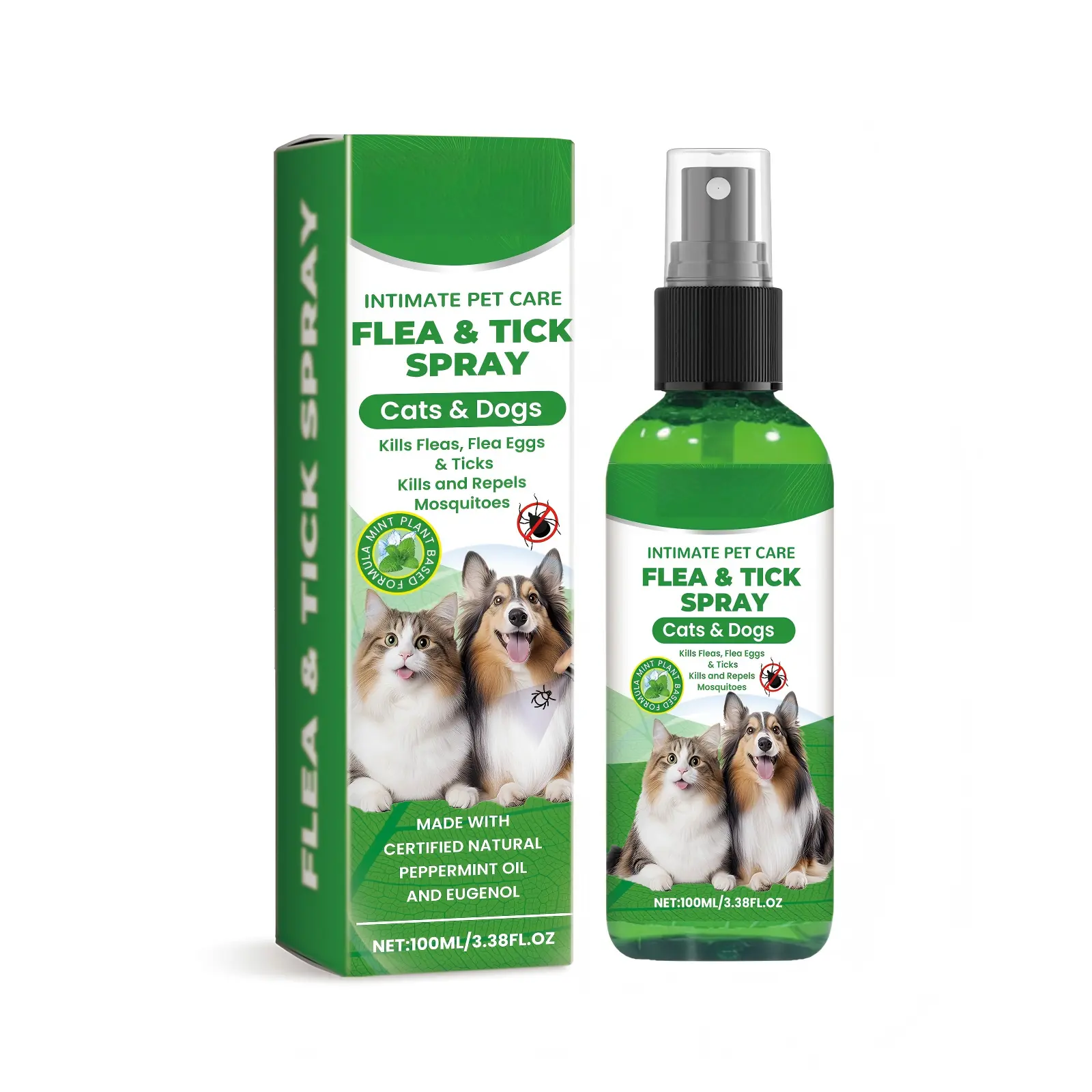 Dog & Cat Flea & Tick Repellent Spray, Mild Daily Coat & Skin Care Cleanser