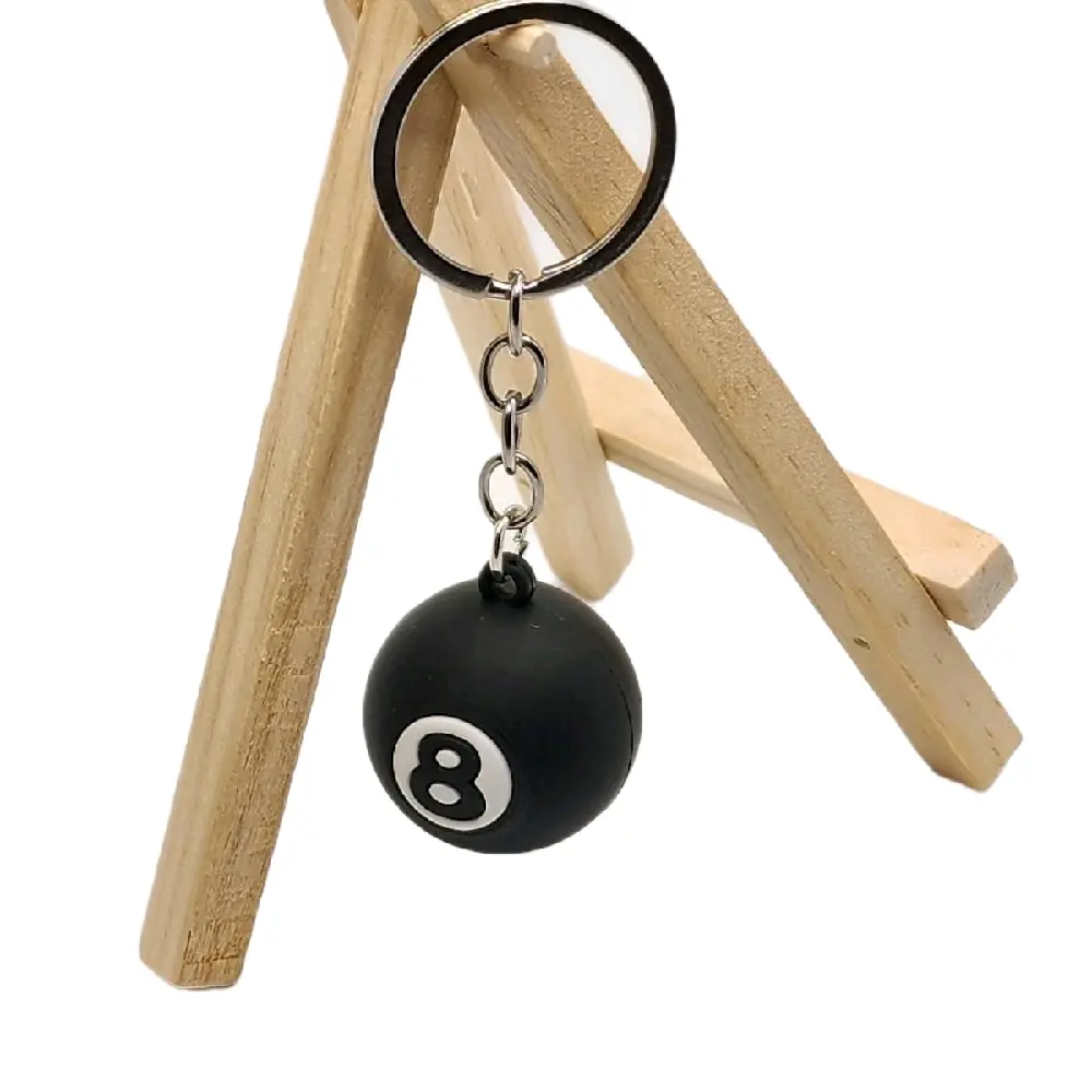 Retro 8-Ball Design Keychain, Durable Lightweight Plastic Fashion Key Decoration, Perfect Gift for Sports Enthusiasts