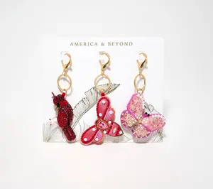 America & Beyond Set of 3 Beaded Bag Charms