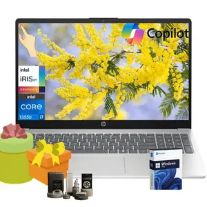 HP 2026 15.6 Touch-Screen FHD inch Laptop PC,Windows 11 Pro,Bluetooth 5.3,Intel Core i7-1355U, 32GB RAM, 512GB SSD,Backlit Keyboard, Wi-Fi 6,Silver,Bundle Accessory