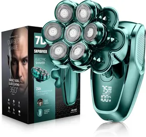 7D Head Shavers for Bald Men, bazivve Detachable Head Shaver LED Display Dry Wet Bald Head Razor, IPX7 Waterproof Head Shavers with Type-C Charge Handle Removable men's rotary shavers Smoother Trimmer Trimmer