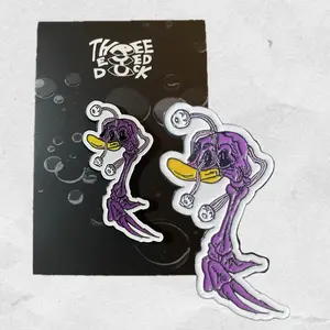Three Eyed Duck - Purple skeleton duck enamel pin - streetwear