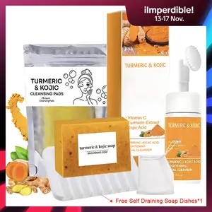 TURMERIC & KOJIC Turmeric Wash and Care Three Piece Set Turmeric Cleansing Mousse,Turmeric Tablets,Turmeric Soap Facial Cleansing Skincare FacialCleansing Cleanser Comfort