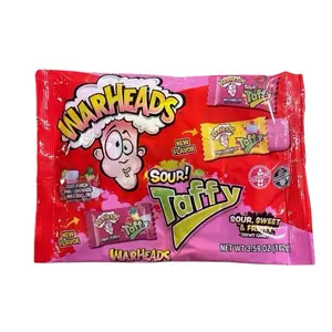 Warhead Sour Taffy- Sour, Sweet, & Fruity- Fruit Punch, Pink Lemonade, & Watermelon Flavors- 3.59 oz