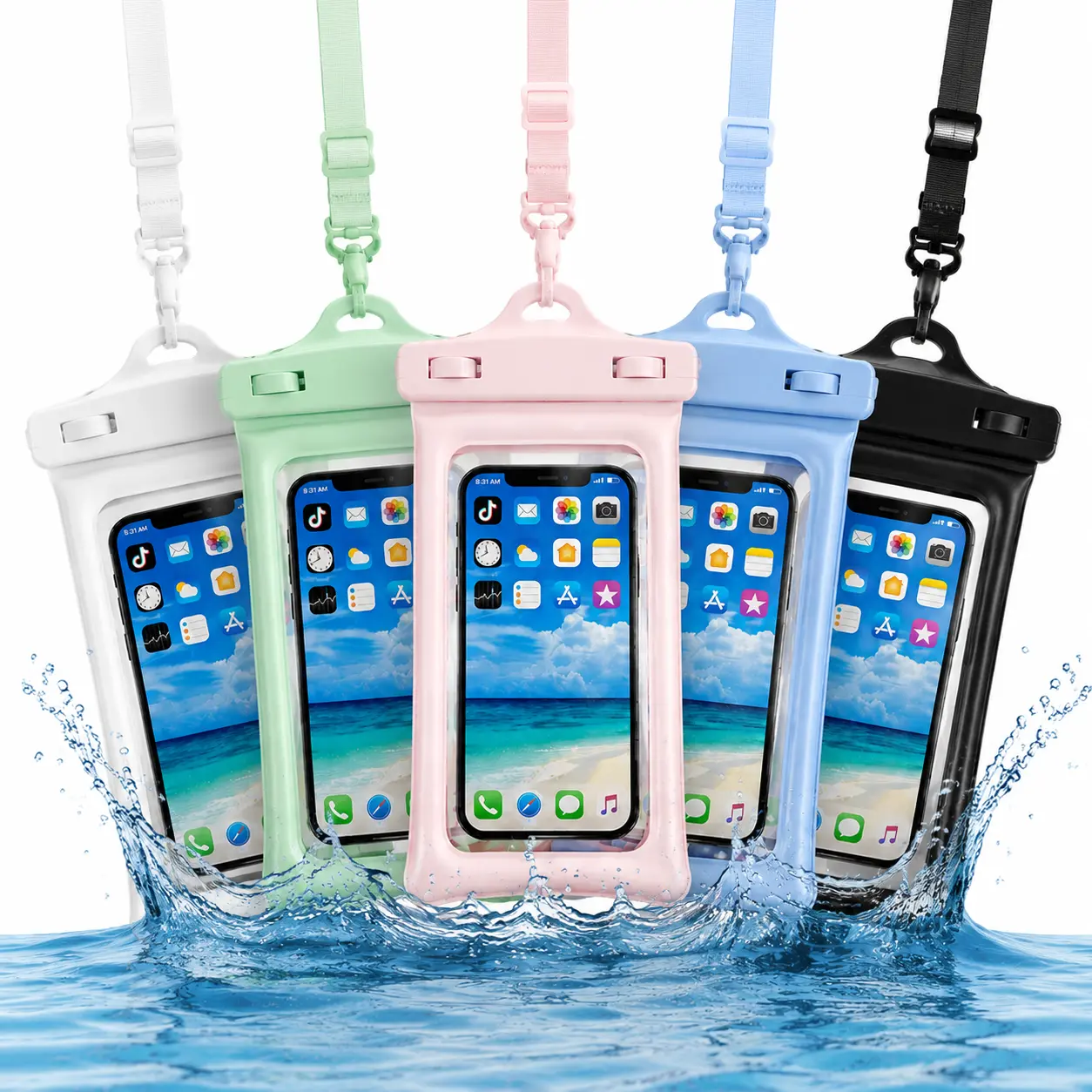 2 Pack Waterproof Phone Pouch – Floating IPX8 Waterproof Cell Phone Case with Adjustable Lanyard, Touchscreen Safe Dry Bag for iPhone 17 Pro Max & Galaxy Up to 7", Swimming, Shower, Beach, Cruise, Diving, Kayaking, Hot Springs, SPA